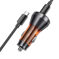 hoco NZ12B Unimpeded PD48W(1C1A) car charger with digital display set(Type-C to Type-C) - transparent orange