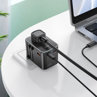 hoco AC17 Supporter three-port PD65W(2C1A) universal conversion charger - black