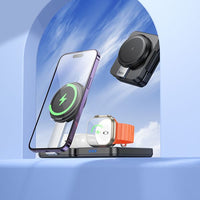 hoco CQ11 Ingenious 3-in-1 folding magnetic wireless charger - black