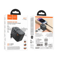 hoco AC17 Supporter three-port PD65W(2C1A) universal conversion charger - black