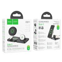 hoco CQ11 Ingenious 3-in-1 folding magnetic wireless charger - black