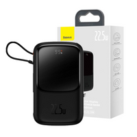 Baseus Qpow Digital Display Power Bank 20000mAh 22.5W Built-in Type-C Cable (Overseas Edition) PPQD060301-Black