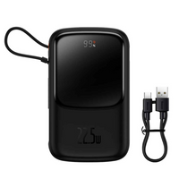 Baseus Qpow Digital Display Power Bank 20000mAh 22.5W Built-in Type-C Cable (Overseas Edition) PPQD060301-Black