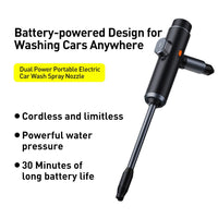 Baseus Dual Power Portable Electric Car Wash Spray Nozzle Set-Black