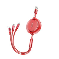 Baseus Golden Loop 3 in 1 USB Cable-Micro USB Lightning USB-C 3.5A 35cm-120cm (Red)