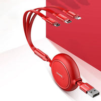Baseus Golden Loop 3 in 1 USB Cable-Micro USB Lightning USB-C 3.5A 35cm-120cm (Red)