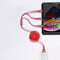 Baseus Golden Loop 3 in 1 USB Cable-Micro USB Lightning USB-C 3.5A 35cm-120cm (Red)