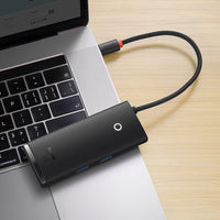 Baseus Lite Series 6-Port Type-C HUB Docking Station (Type-C to HDMI+USB3.02+PD+SD/TF)-Black