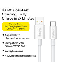 Baseus Superior Series Fast Charging Data Cable USB to Type-C 100W