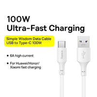 Baseus ZJ Series Fast Charging Data Cable USB to Type-C 100W 1M-White