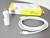 sky Budi CC062TTLW PD 33W USB C Mini car charger with Type-C to iPh combo