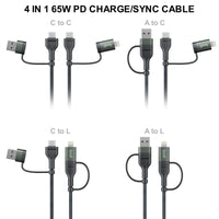 Budi DC259ATTL12B 65W 27W 4-in-1 Charge/SYNC Cable