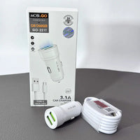 sky Mobigo GO221T 3.1A 2 USB car Charger with USB-A to C combo