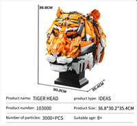 MOC Brick 3000+Pieces MOC -Zodiac Signs Tiger Head King of Beasts 103000