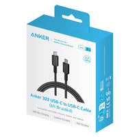 Anker 322 USB-C to USB-C Cable (6ft Braided)-Black