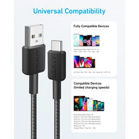 Anker 322 USB-A to USB-C Cable (6ft Braided)-Black