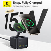 Baseus MagPro Series II 7-in-1 USB-C Hub with 15W Qi2 Wireless Charger-Black