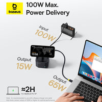 Baseus MagPro Series II 7-in-1 USB-C Hub with 15W Qi2 Wireless Charger-Black