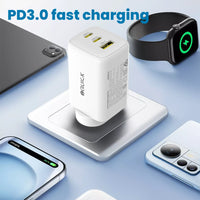 iQuick NANO ENERGY 2 65W PD3.0 Dual USB-C and USB-A Ports Charging Adapter-White