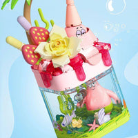 SEMBO 612214 SpongeBob Patrick Star Strawberry Milkshake Smoothie with 187 Pieces