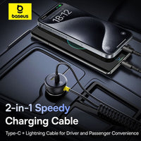 Baseus Circular Plastic Car Charger (C+C) + (C&L) Cable 60W