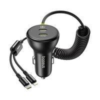 Baseus Circular Plastic Car Charger (C+C) + (C&L) Cable 60W