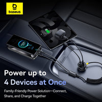 Baseus Circular Plastic Car Charger (U+C) + (C&L) Cable 60W Cosmic Black