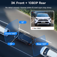 Baseus PrimeTrip VD1 Dash Cam 3K + Rear Camera 1080p-Cosmic Black
