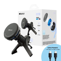 iQuick Magnetic Car Mount Charger with Cooling Semiconductor Radiator IC9 COOLGEAR 15W (IQUICK-C9)-Black (*Extra Present: 1 x 1M Type-C to Type-C Cable*)