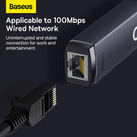 Baseus Lite Series Ethernet Adapter Type-C to RJ45 LAN Port (100Mbps)-Grey