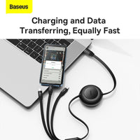 Baseus Bright Mirror 2 Series Retractable 3-in-1 Fast Charging Data Cable Type-C to M+L+C 100W 1.1m