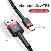 Baseus Cafule Fast Charge Type-C USB Data Charging Cable 2A 2M for iPhone 15 16 17 Series