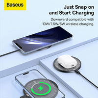 Baseus Simple 2 Wireless Charger 15W With Type-C To Type-C Cable-Cluster Black