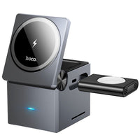 hoco CQ8 folding 3-in-1 magnetic wireless fast charger - metal gray