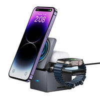 hoco CQ8 folding 3-in-1 magnetic wireless fast charger - metal gray