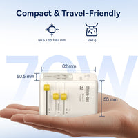 Baseus EnerCore CG11 Universal Travel Adapter with Retractable Cable 2AC+2U+2C 70W Off-White