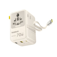 Baseus EnerCore CG11 Universal Travel Adapter with Retractable Cable 2AC+2U+2C 70W Off-White