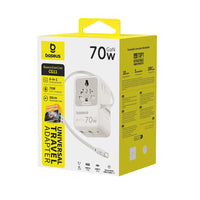 Baseus EnerCore CG11 Universal Travel Adapter with Retractable Cable 2AC+2U+2C 70W Off-White