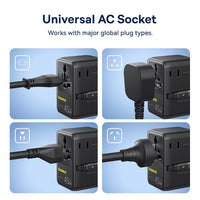 Baseus PicoGo AG11 Universal Travel Adapter with Retractable Cable 2AC+2U+2C 45W-Cosmic Black