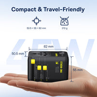 Baseus PicoGo AG11 Universal Travel Adapter with Retractable Cable 2AC+2U+2C 45W-Cosmic Black