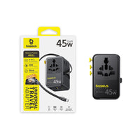 Baseus PicoGo AG11 Universal Travel Adapter with Retractable Cable 2AC+2U+2C 45W-Cosmic Black