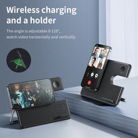 Hoco CQ1 15W Geek Folding 3 in 1 Magnetic Fast Wireless Charger For iWatch - Black