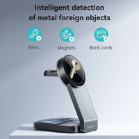 Hoco CQ3 15W Motorcycle Folding 3 in 1 Magnetic Fast Wireless Charger - Black