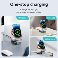 Hoco CQ3 15W Motorcycle Folding 3 in 1 Magnetic Fast Wireless Charger - Black