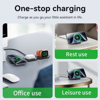 Hoco CQ4 20W Unique 3 in 1 Folding Magnetic Wireless Fast Charger - Black