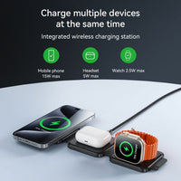 Hoco CQ4 20W Unique 3 in 1 Folding Magnetic Wireless Fast Charger - Black