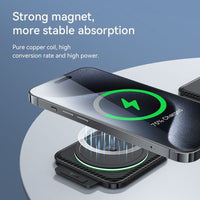 Hoco CQ4 20W Unique 3 in 1 Folding Magnetic Wireless Fast Charger - Black