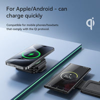 Hoco CQ4 20W Unique 3 in 1 Folding Magnetic Wireless Fast Charger - Black