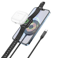 Hoco CW45 15W Discovery Edition 3-in-1 Magnetic Wireless Charger - Black