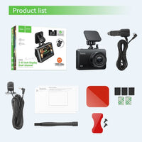 Hoco DV3 Driving Dual Channel Recorder With Display - Black